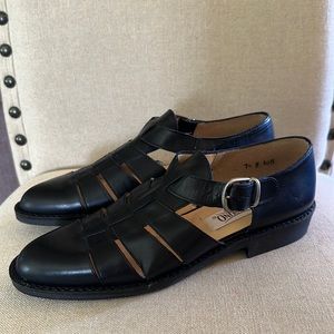 Bandolino Vintage Leather Fisherman Sandals Flats Black Size 7.5N Narrow